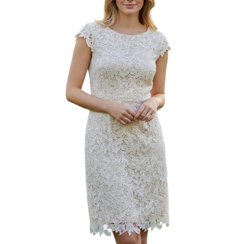 White House Black Market White Eyelet Lace Dress